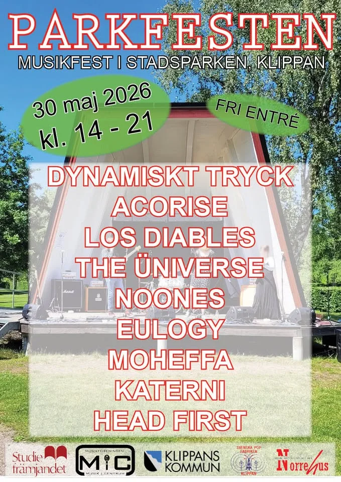 Parkfesten 2026, Musikfest i Stadsparken i Klippan