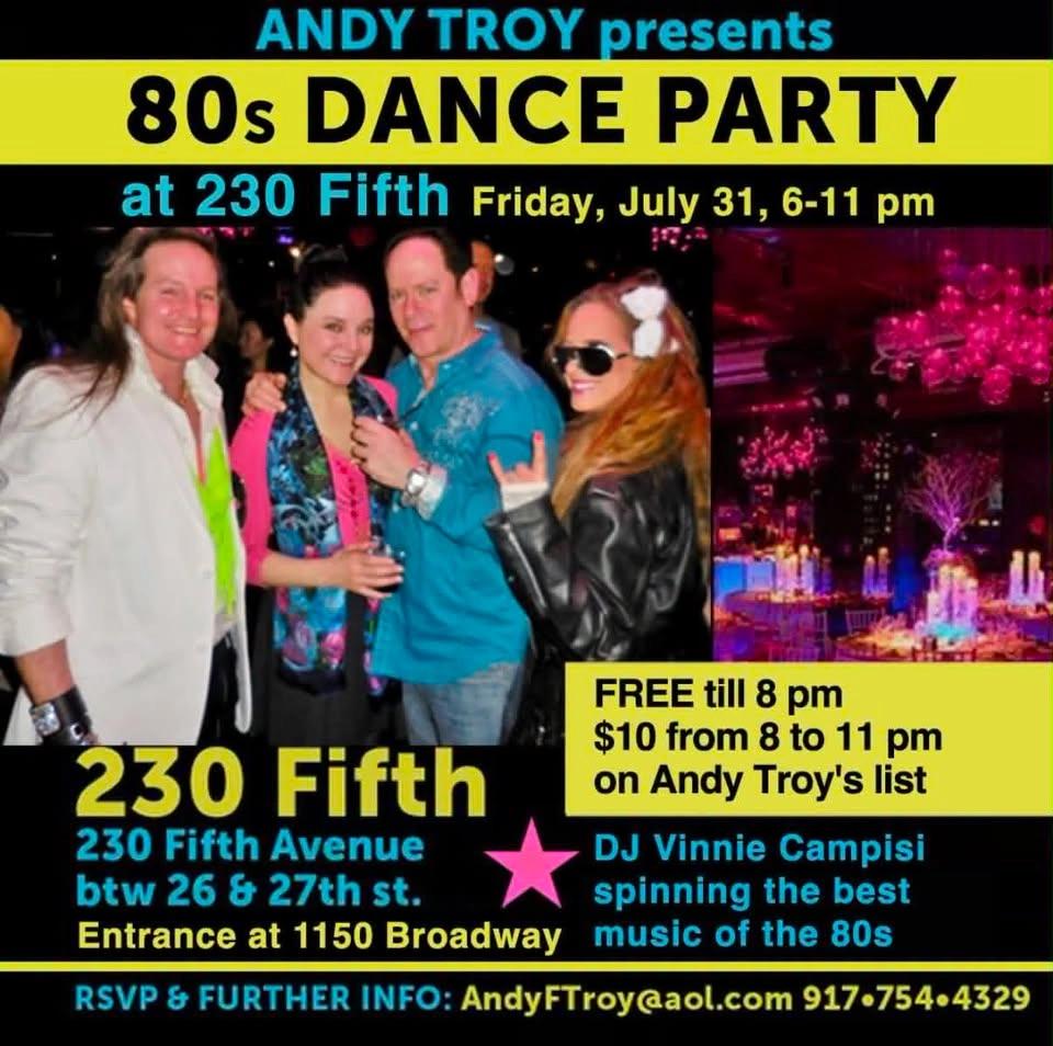 80s Dance Party at 230 Fifth, Free Admission til 8 PM!