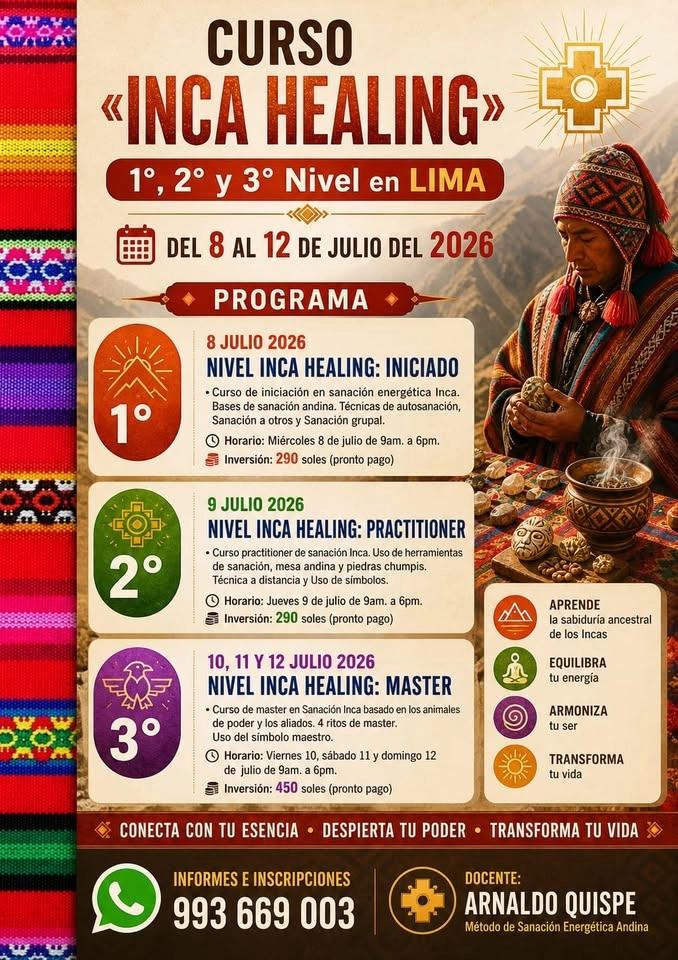 Curso completo de INCA HEALING - Lima, julio 2026