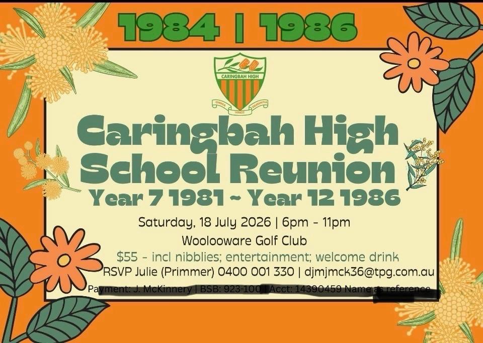 Caringbah High 40 years from Year 12 - 1986
