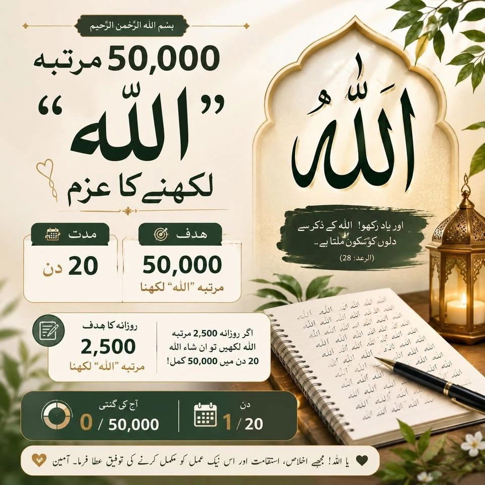 Target to write ALLAH NAME