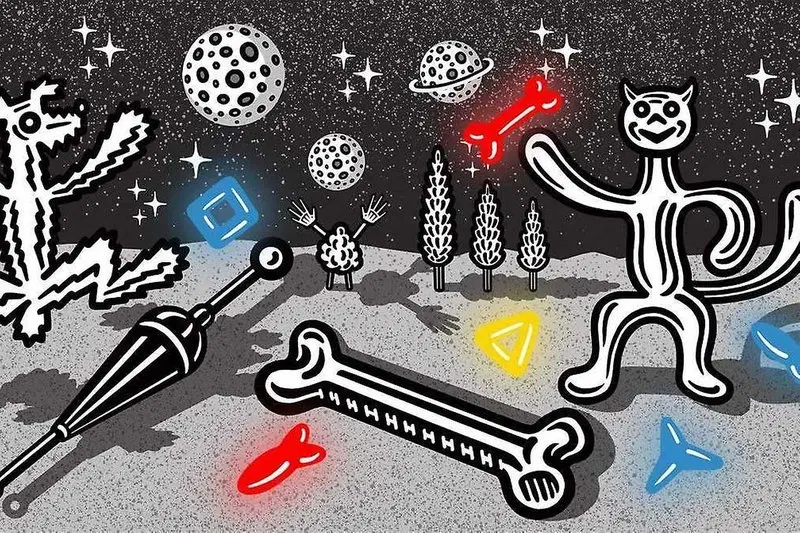 Surreálna krajina psíčka a mačičky