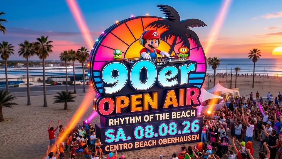 90er Open Air - Beach Party - Sa. 08. August von 18 bis 2 Uhr - Centro Beach Oberhausen