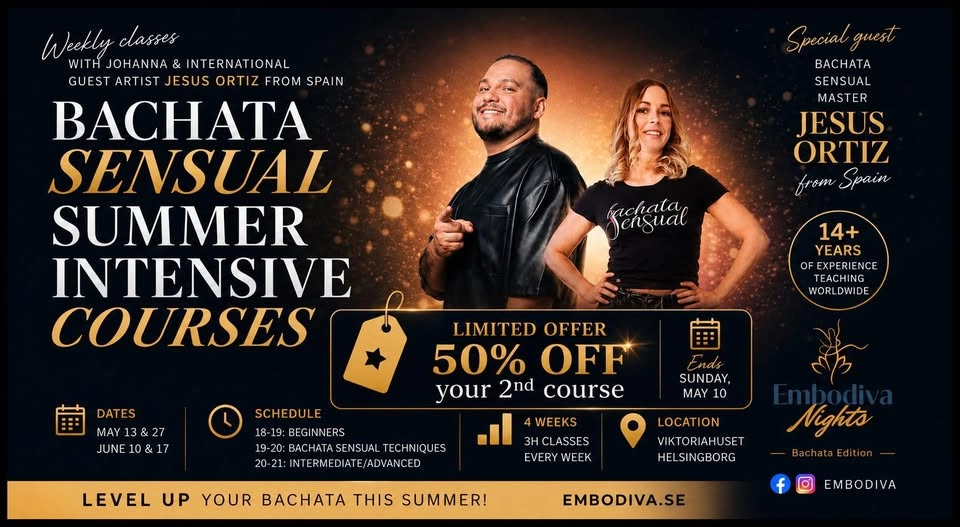 Bachata Sensual Summer Intensive Courses with International Jesus Ortiz from Spain & Johanna