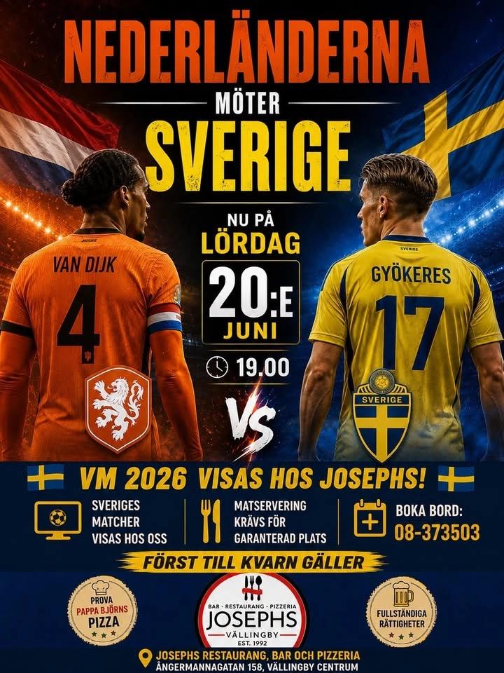 ⚽🔥 SVERIGE MÖTER NEDERLÄNDERNA - VM-KVÄLL PÅ JOSEPHS! 🔥⚽