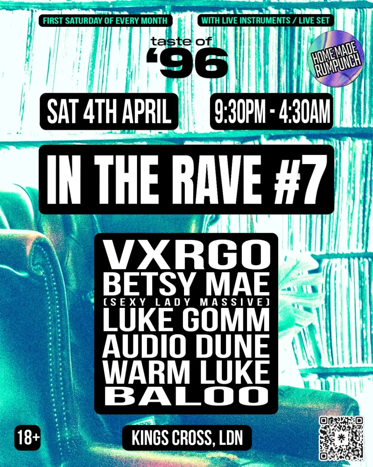 Taste of 96: IN THE RAVE #7 - VXRGO, Betsy Mae (SLM), Luke Gomm, AUDIO DUNE, Warm Luke + Baloo
