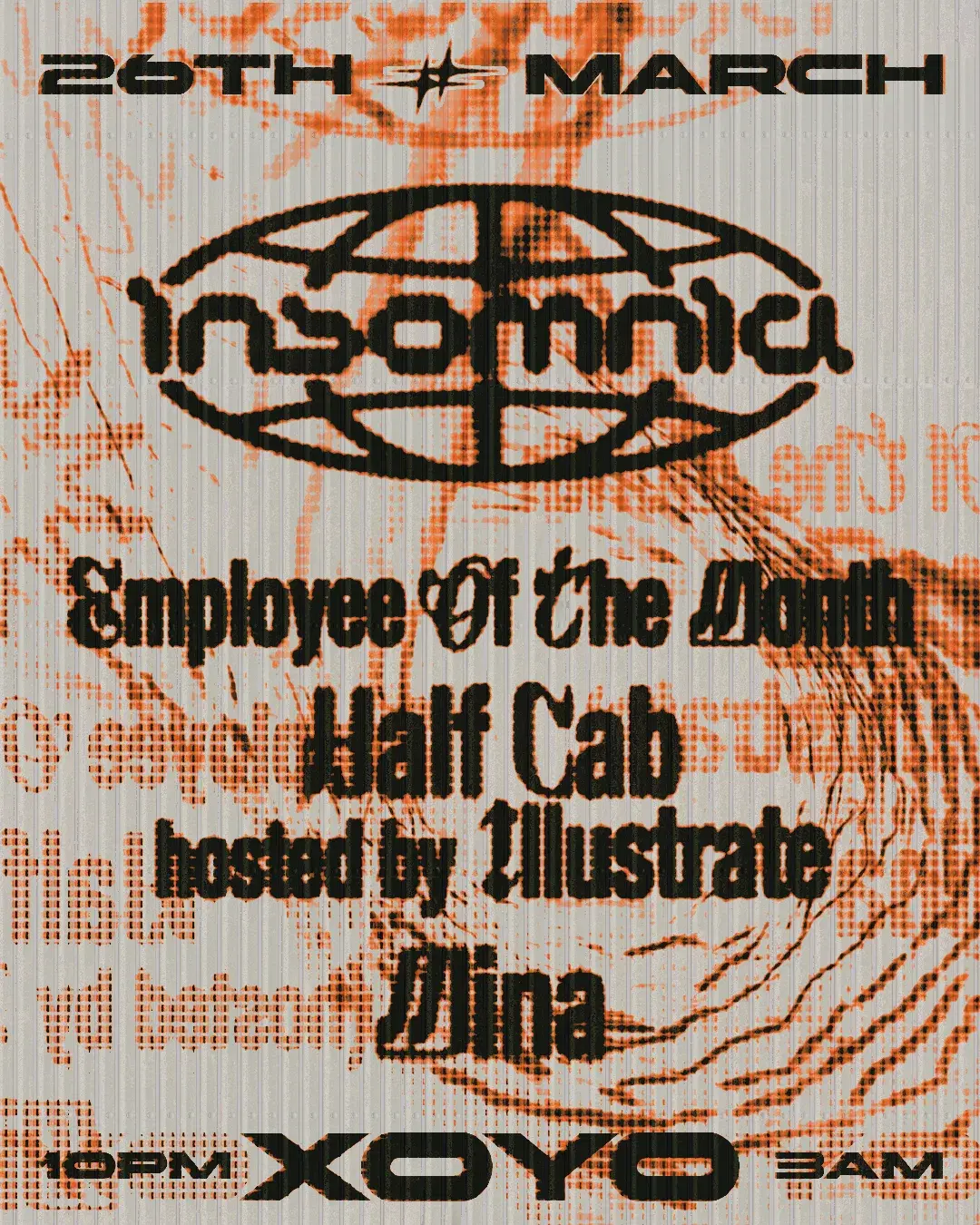 Insomnia London: Halfcab hosted by Illustrate, Employee Of The Month, Mina