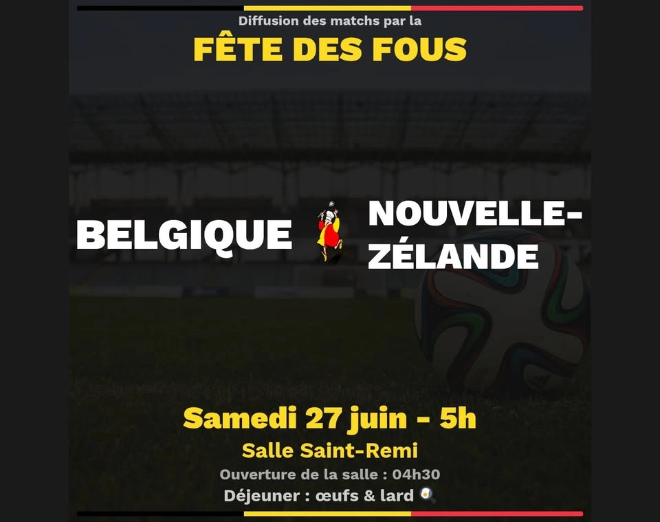 Petit-déj’ des Fous : Belgique - Nouvelle-Zélande sur écran géant