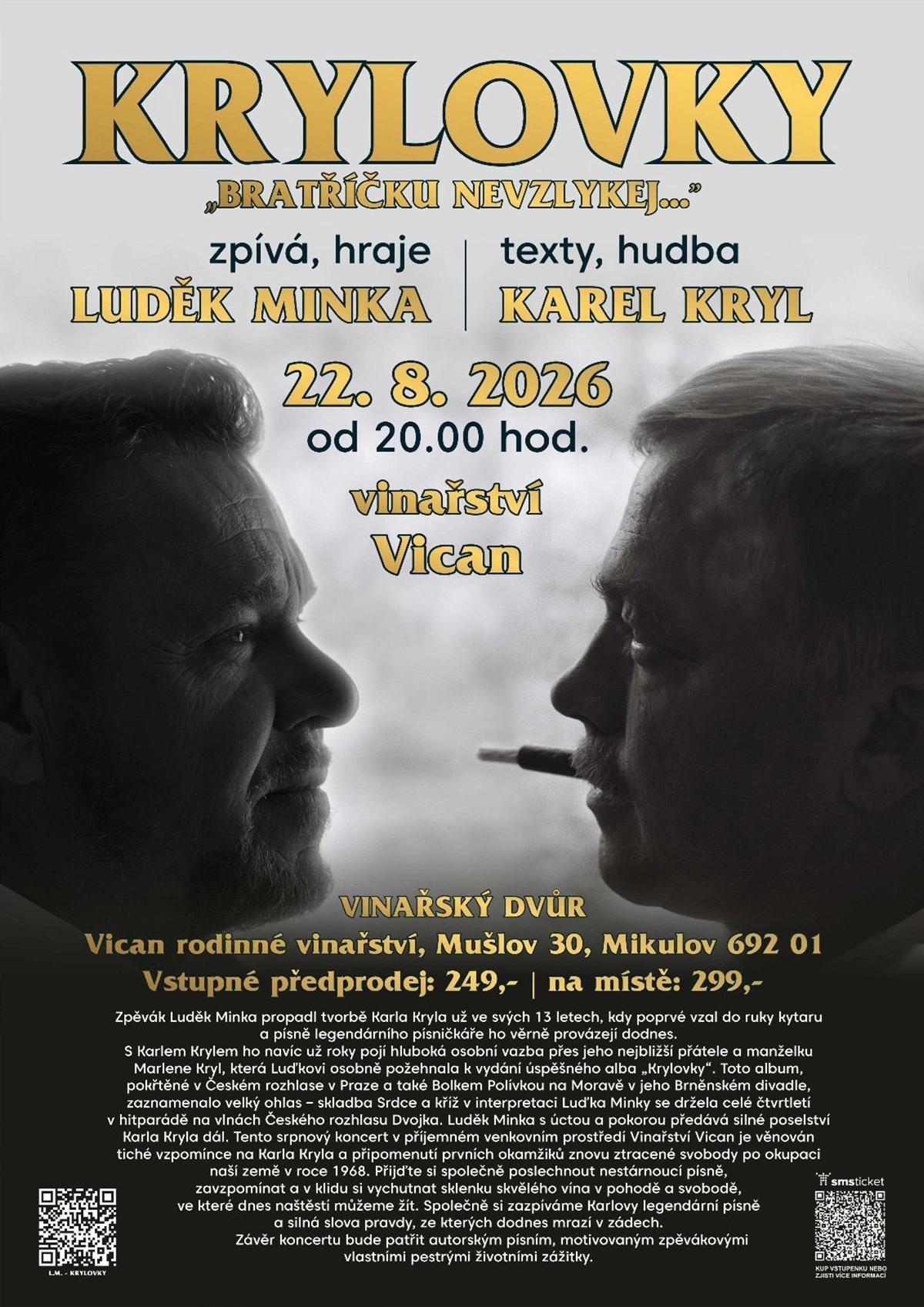 KRYLOVKY ve vinařství Vican. Zpívá a hraje LUDĚK MINKA