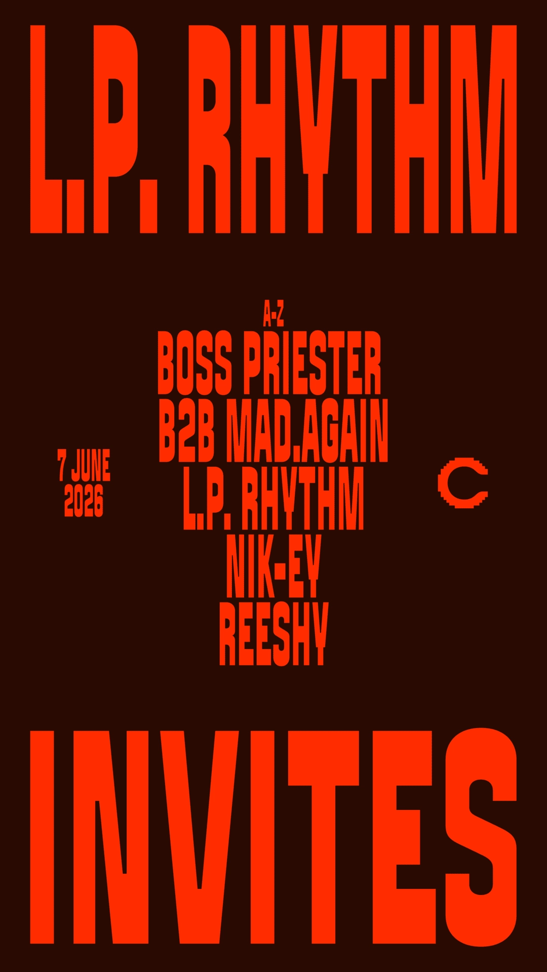 Colorado Charlie - L.P. Rhythm invites Boss Priester B2B Mad.Again, nik-ey, Reeshy (SOLD-OUT)
