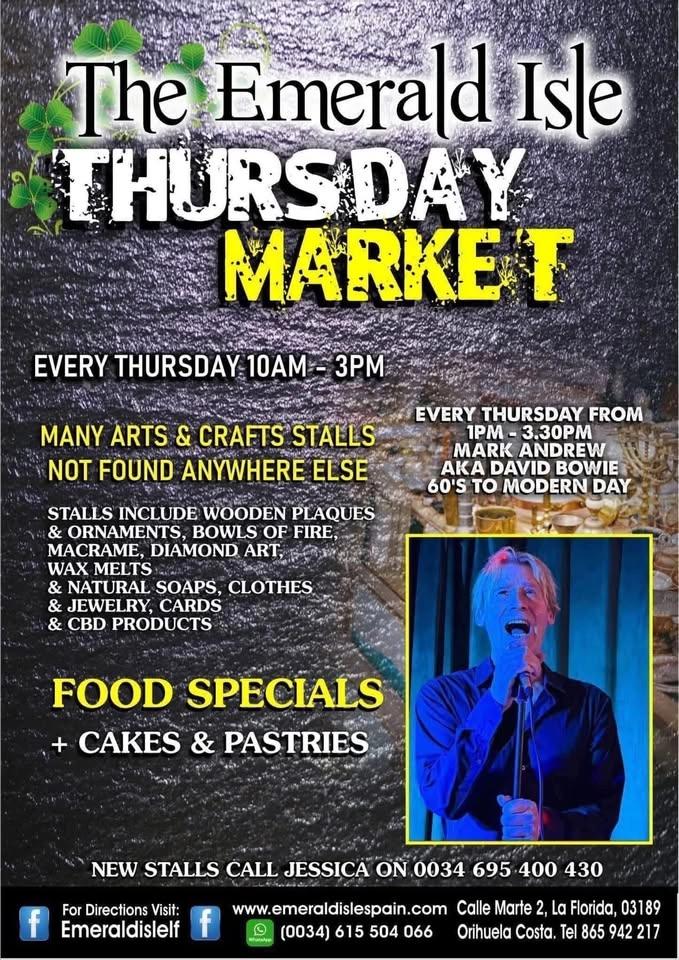 Music & Market with Mark Andrew aka Bowie performing!