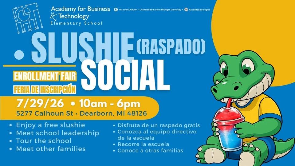 2026 Slushie Social Enrollment Fair | Feria de inscripción Fiesta de hielo raspado