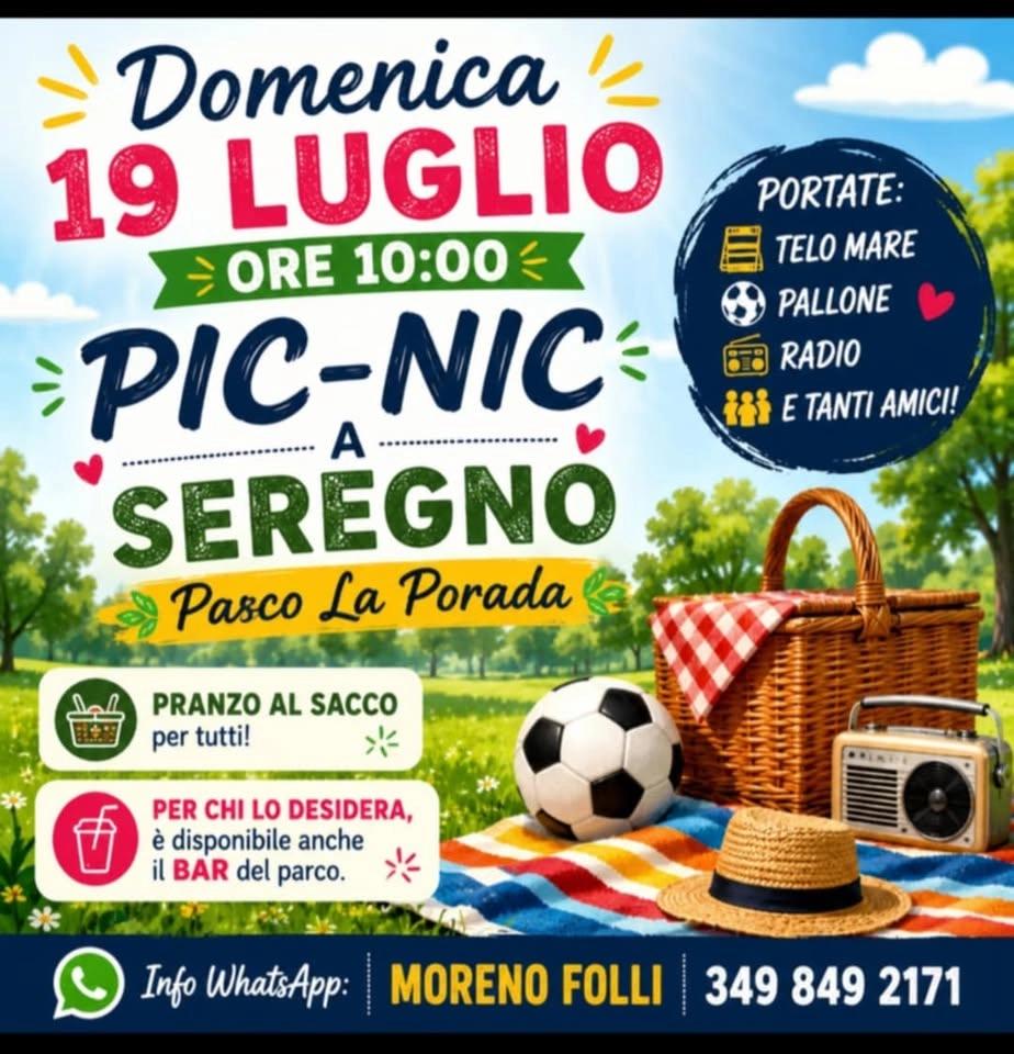 Domenica 19 luglio alle ore 10:00, picnic a Seregno presso il Parco La Porada. !!!! Pranzo al sacco.