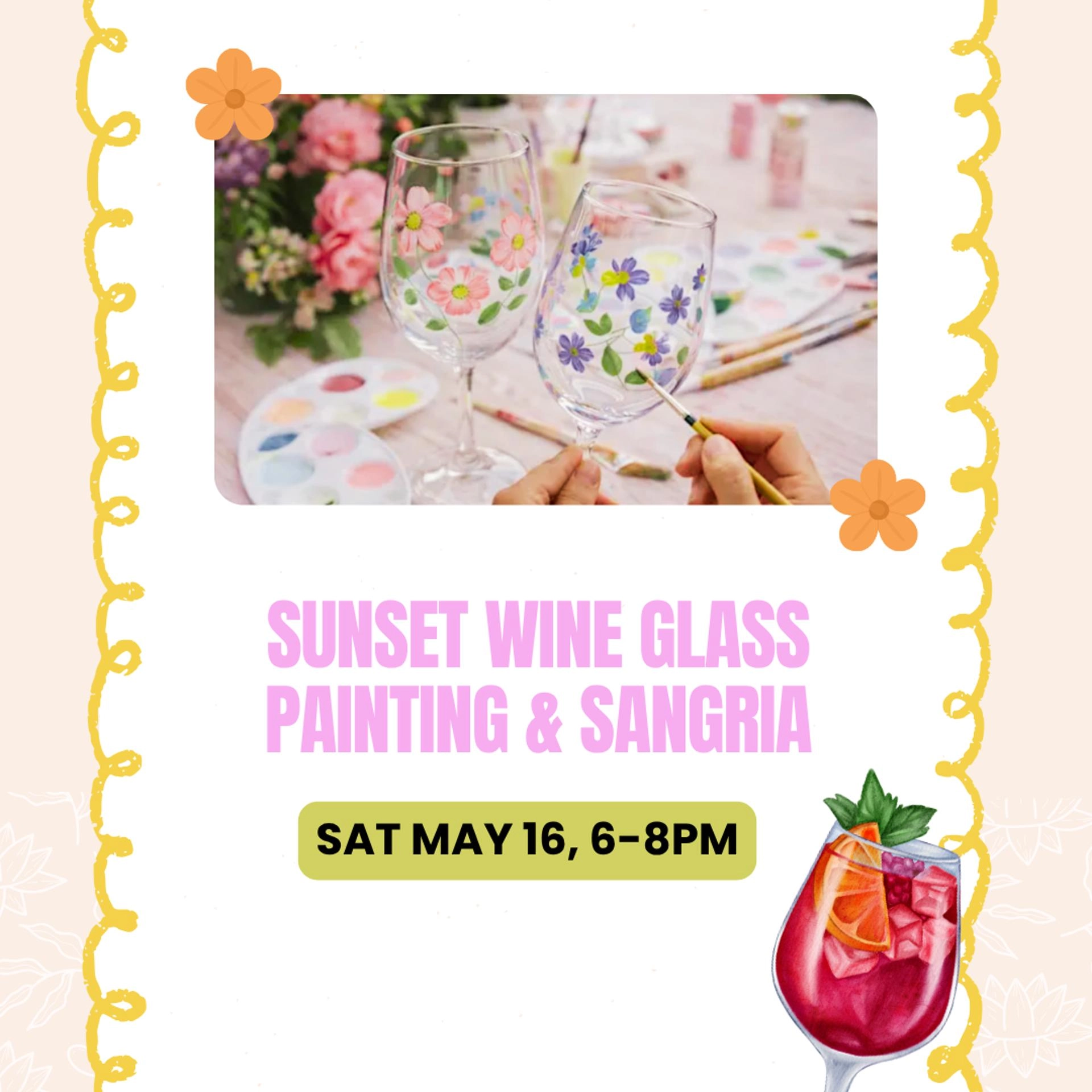 Sunset Wine Glass Painting & Sangria 🍹