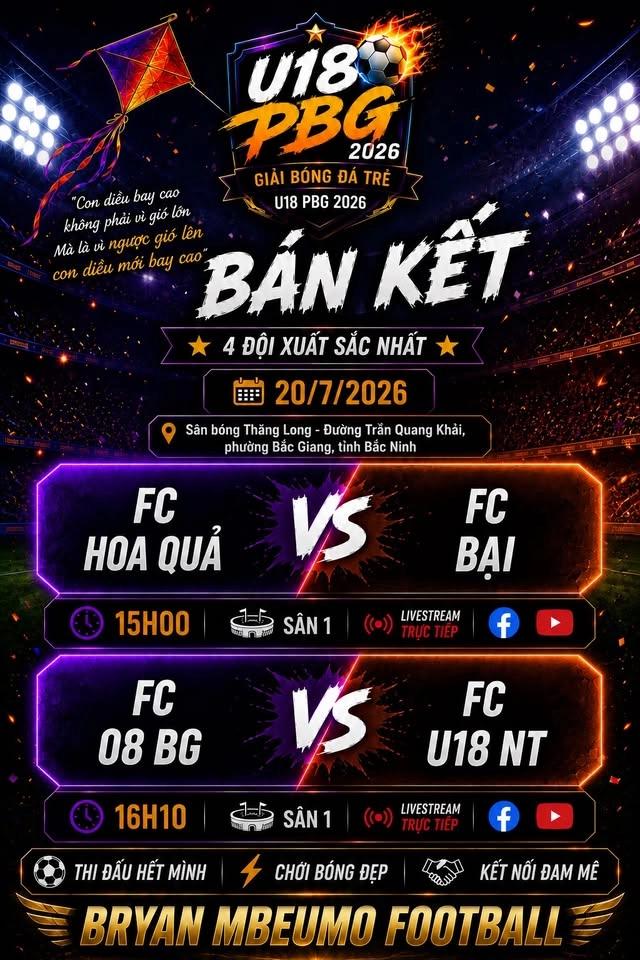 BÁN KẾT GIẢI BÓNG ĐÁ U18 PBG 2026