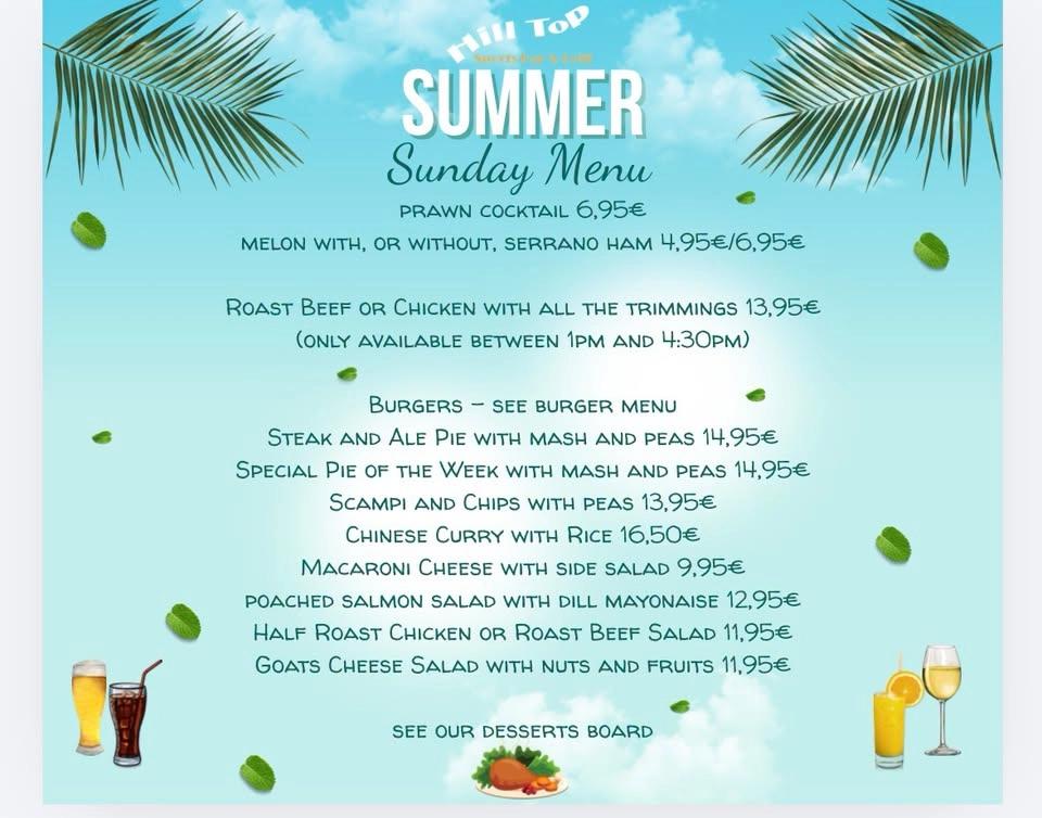 Summer Sunday Menu