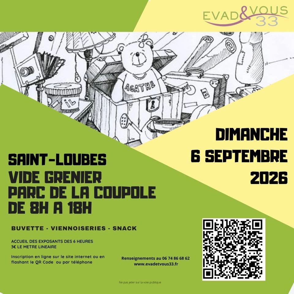 VIDE GRENIER DU 6 SEPTEMBRE AU PARC DE LA COUPOLE