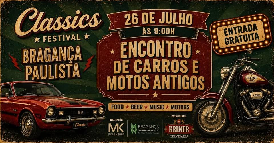 Encontro de Carros e Motos Antigos e Clássicos em Bragança Paulista