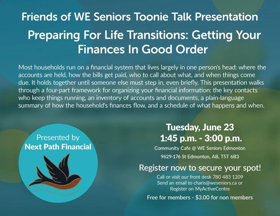 TOONIE TALK – Getting Your Finances in Good Order