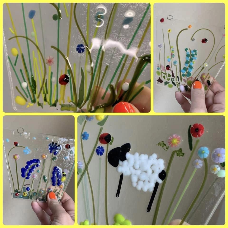 Daytime Fused Glass Spring meadow Bunting & Glass Jewellery Techniques Workshops at Wightwick Manor