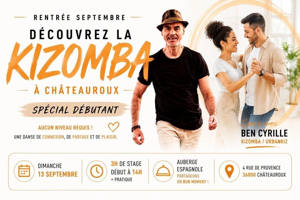 💥 STAGE INTENSIF KIZOMBA spécial DÉBUTANT – CHÂTEAUROUX 💥