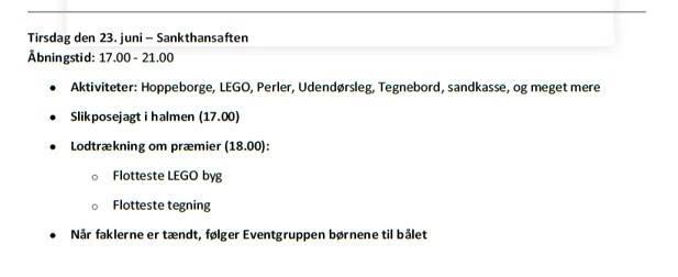 Program Sankt Hans aften