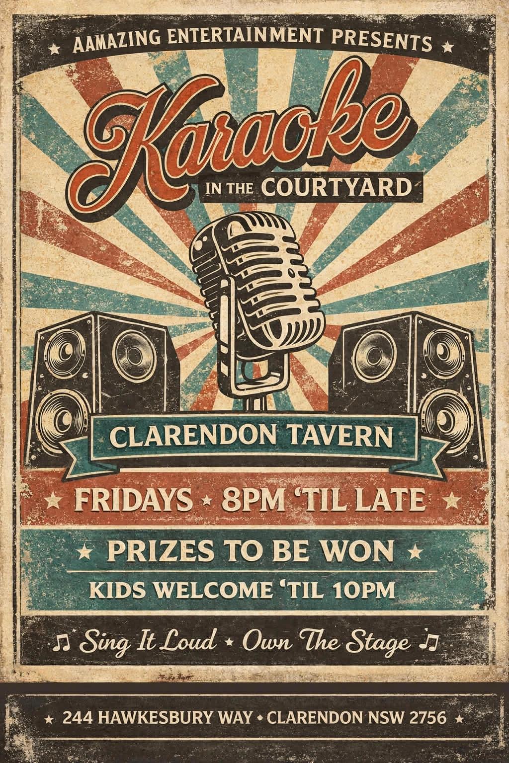 FRI Karaoke/DJ 8pm Clarendon Tav kids welcome till 10pm