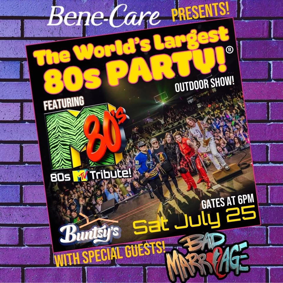 Bene-Care Presents ⚡️ The World’s Largest 80s Party Featuring M80’s! Outdoor Show!