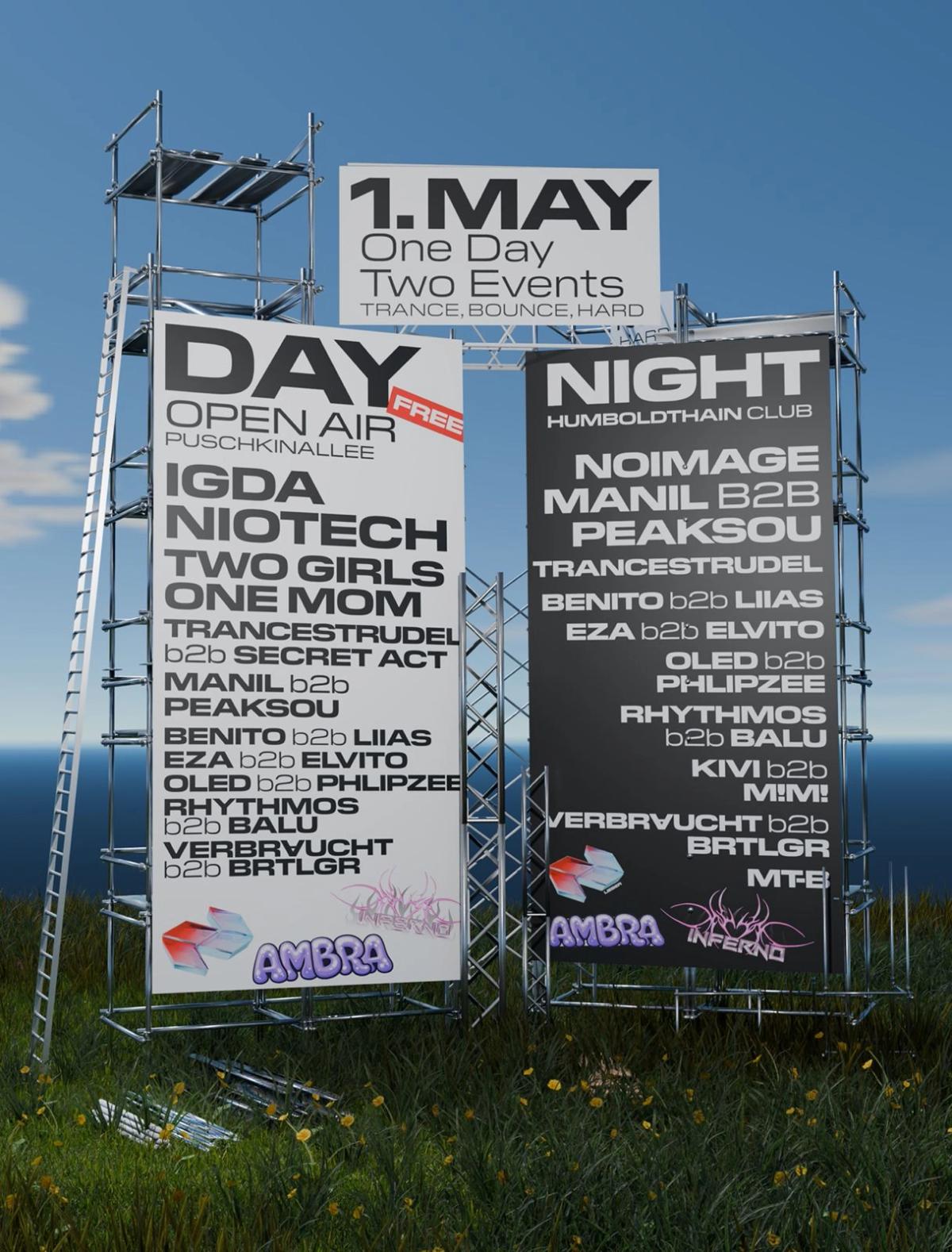 MAY 1ST DAY N NIGHT OPEN AIR (FREE: TREPTOWER PARK) + CLUB with IGDA,two girls one mom, Niotech
