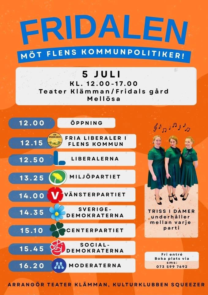 Demokratidagen Fridalen, möt många av Flens Kommuns politiker och vi varvar med Triss i damer!