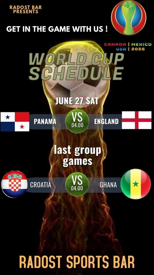 Panama vs England 04.00 & Croatia vs Ghana 04.00