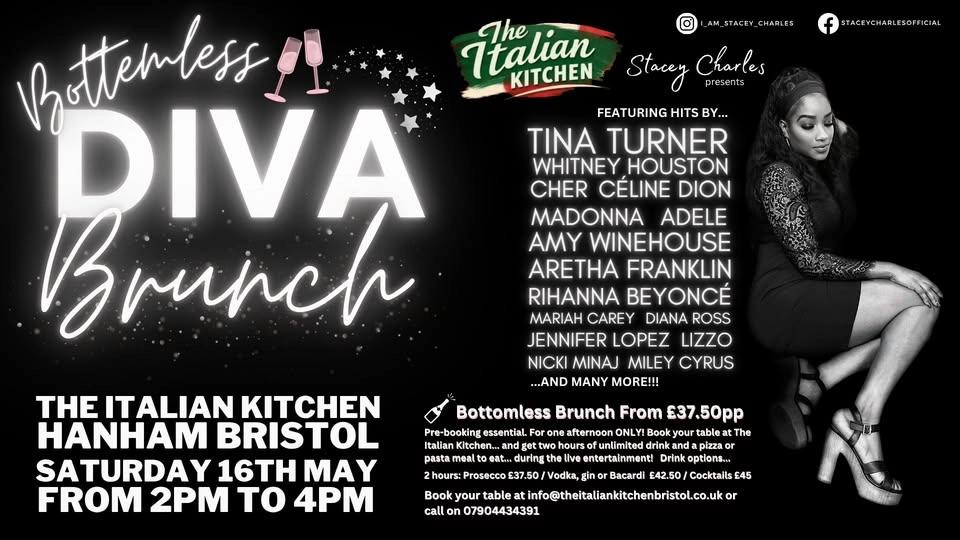 DIVA Brunch with Stacey Charles at The Italian Kitchen (Hanham) - Saturday 16th May 2pm