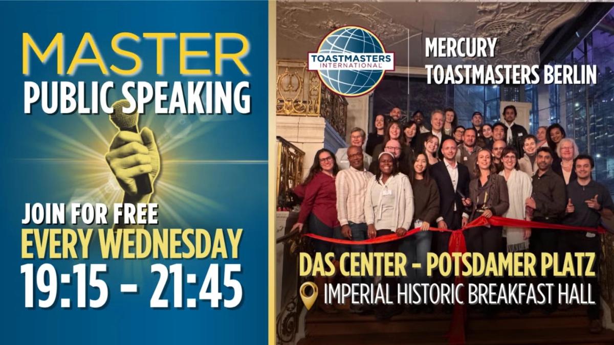 🚀 Learn Public Speaking — Every Wednesday - The Center, Potsdamer Platz