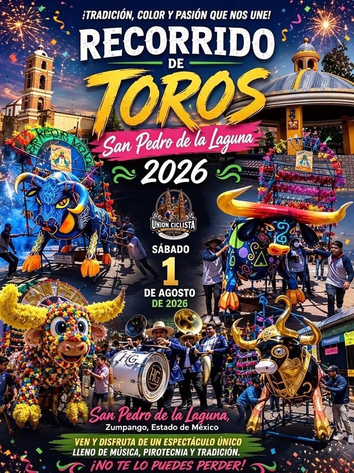 Tradicional recorrido de toros pirotécnicos San Pedro de la Laguna Zumpango