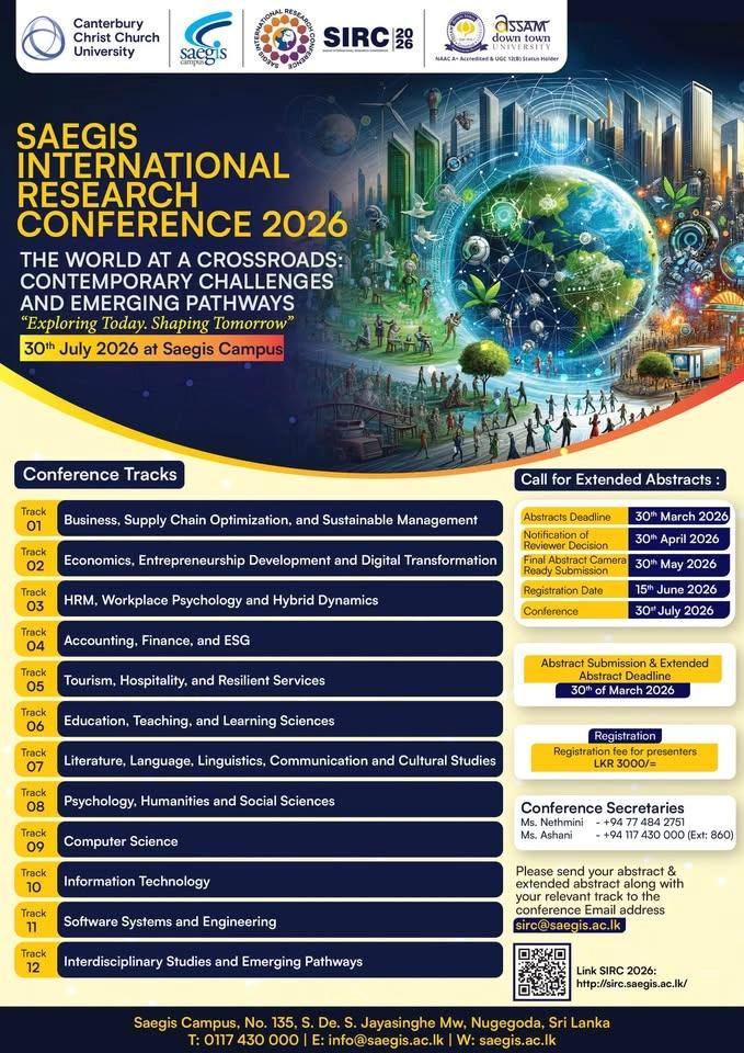 Saegis International Research Conference and the Saegis Undergraduate Research Conference 2026