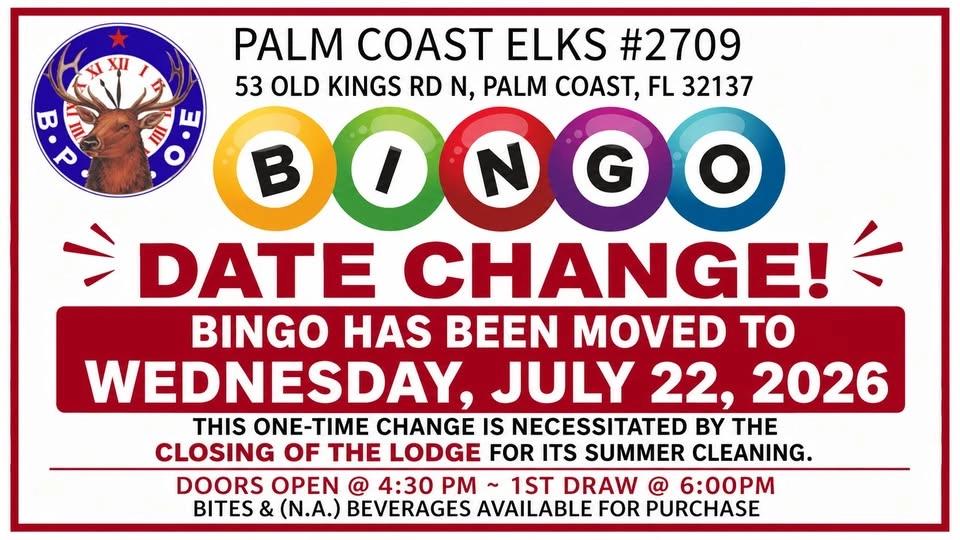 One-time date change - OPEN TO THE PUBLIC