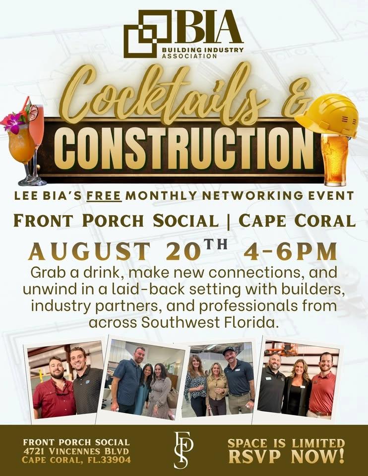 Cocktails + Construction - Cape Coral at Front Porch Social