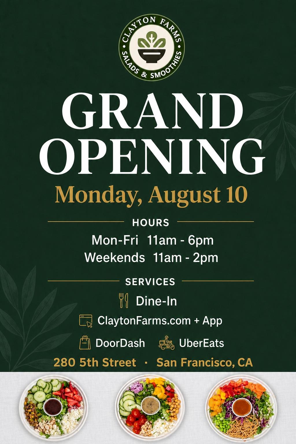 Grand Opening Clayton Farms Salads SF!🥗