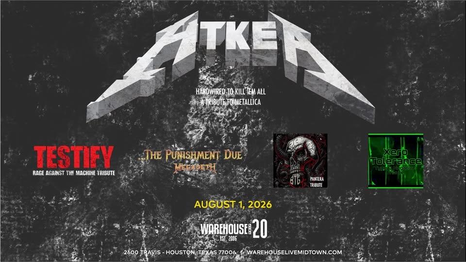 HARDWIRED TO 'KILL EM ALL at Warehouse Live Midtown Saturday August 1, 2026
