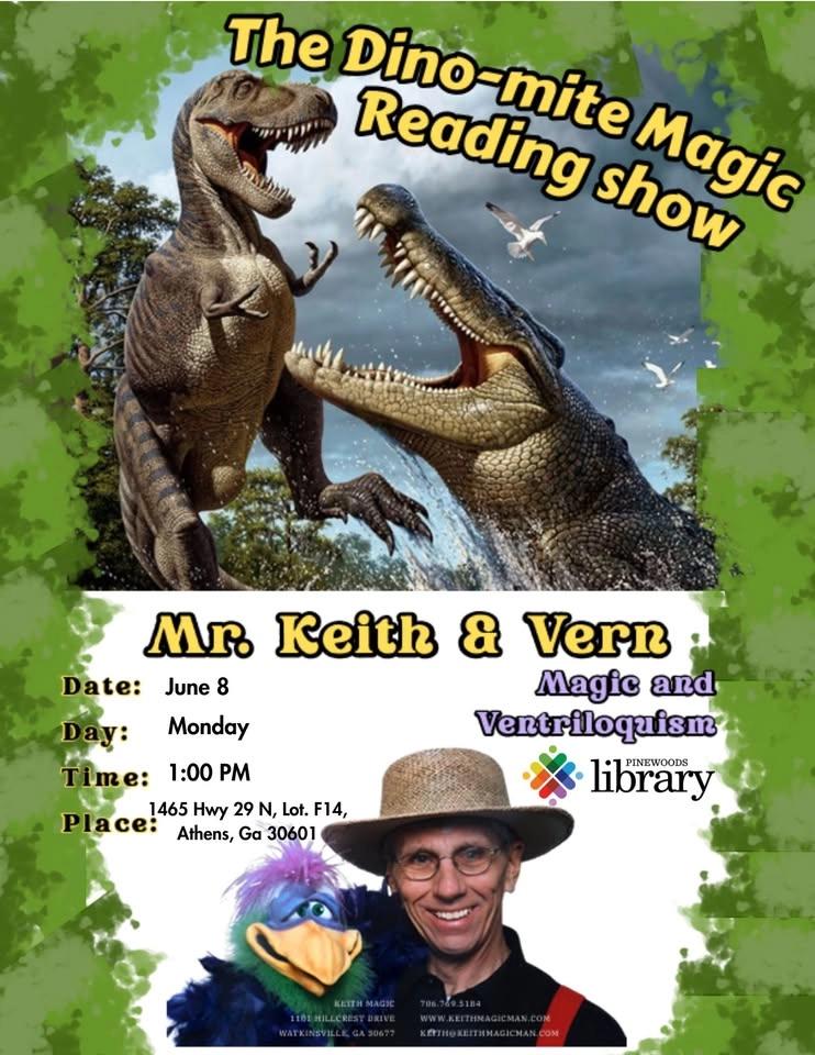SRP - The Dino-mite Magic of Reading show at the Library at the Pinewoods Library - Keith Karnok!
