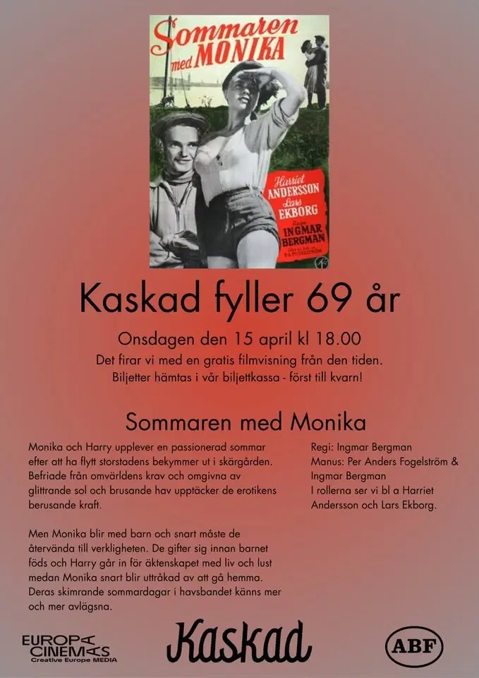 Kaskad firar 69 år med gratis filmvisning - Sommaren med Monika