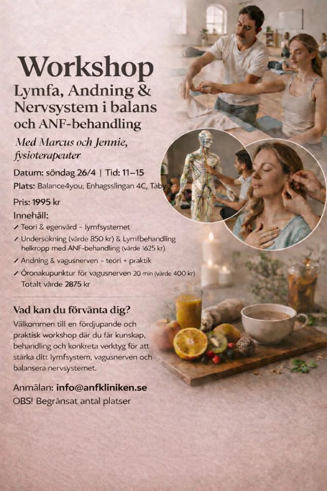 Workshop. Lymfa, Andning & Nervsystem i balans och ANF-behandling