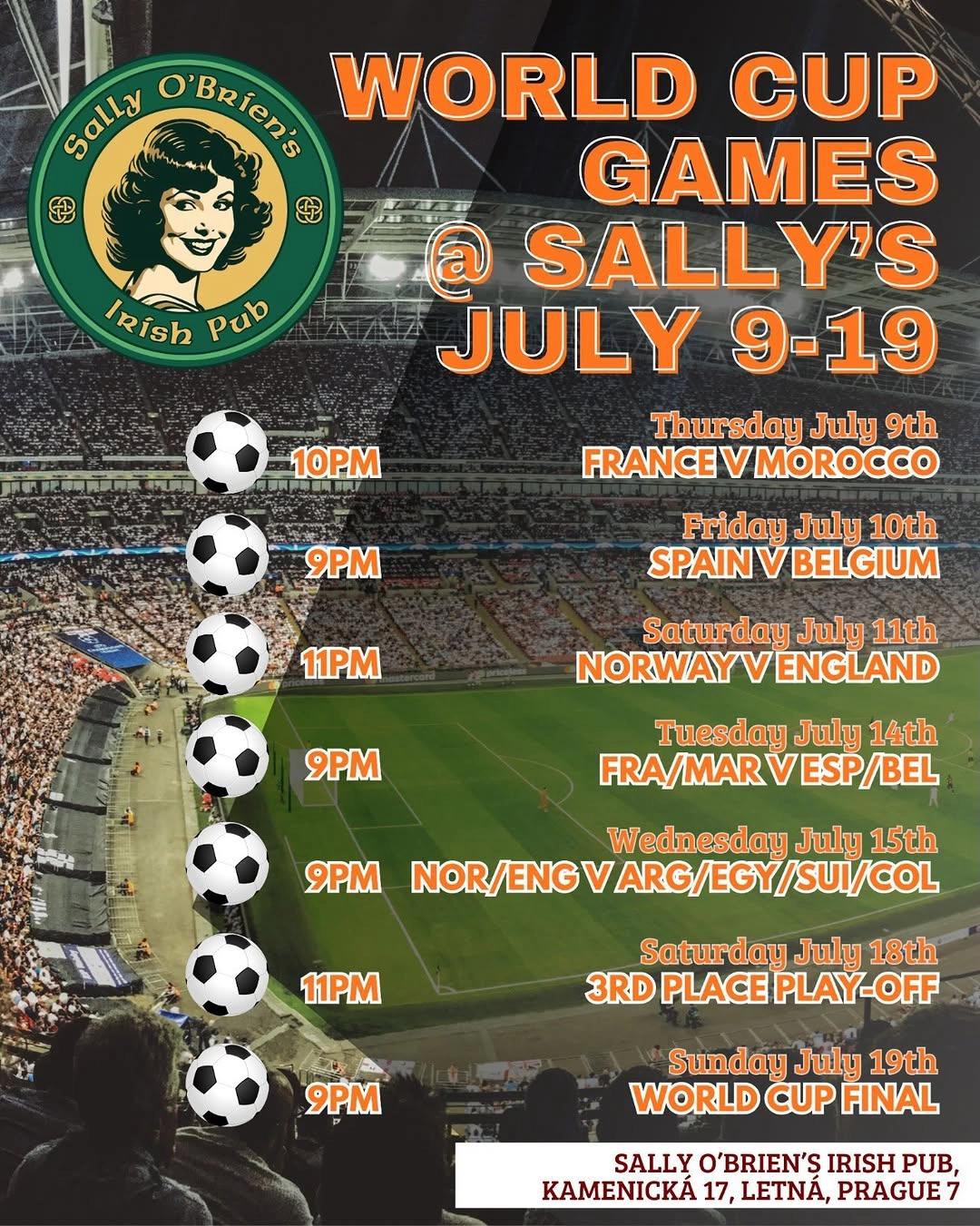 World Cup Games @ Sally's – FRA/MAR v ESP/BEL