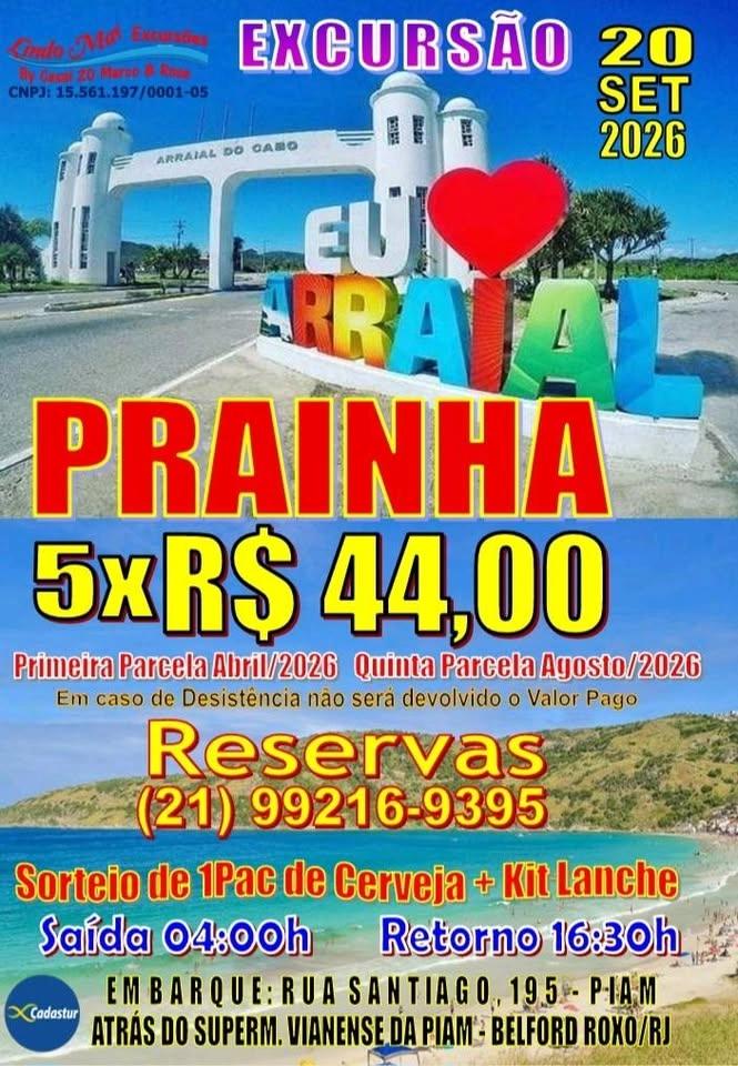 Excursão Arraial do Cabo Prainha 20SET Domingo