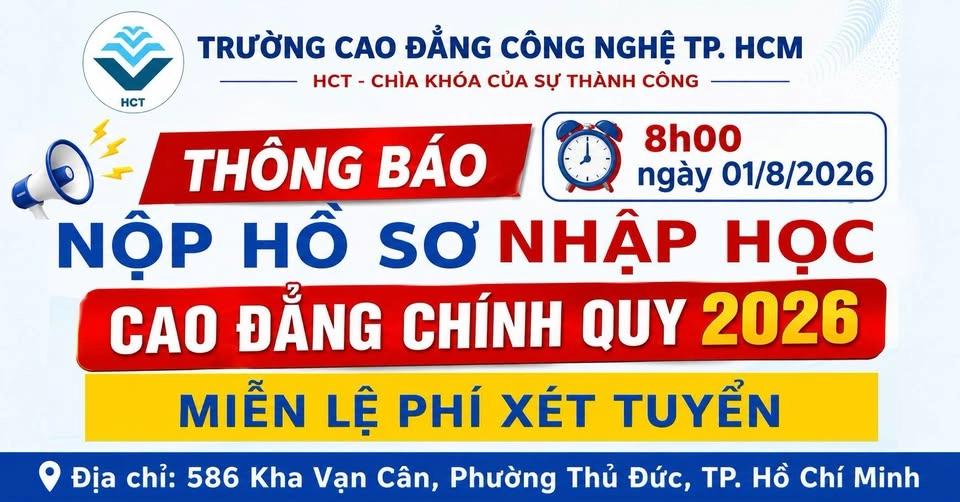 NỘP HỒ SƠ NHẬP HỌC CAO ĐẲNG CHÍNH QUY 2026 (ĐÀO TẠO CHỈ 2 NĂM)