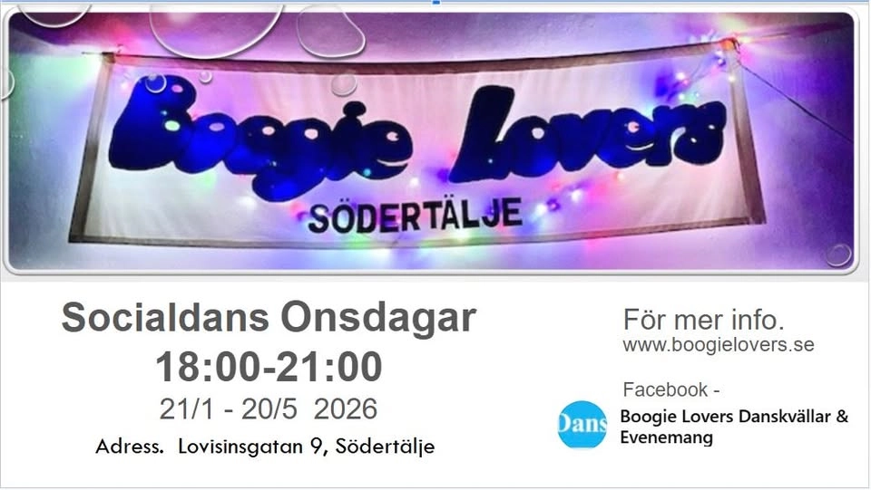 Socialdans onsdagar kl. 18-21 (21/1-20/5 2026)