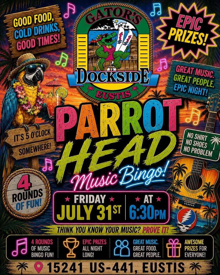 Parrot Head Music Bingo @ Gators Dockside Eustis