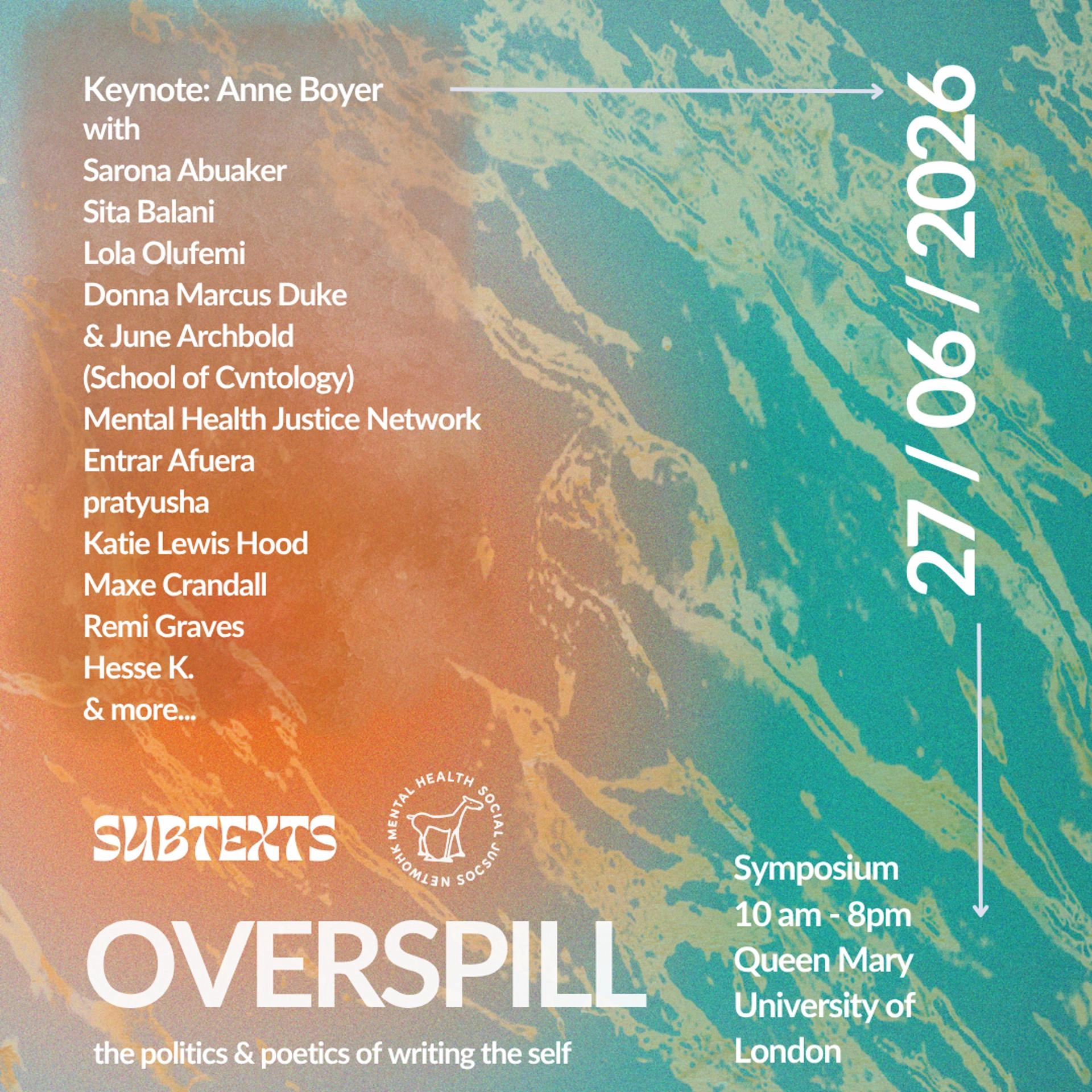 OVERSPILL: the poetics & politics of writing the self