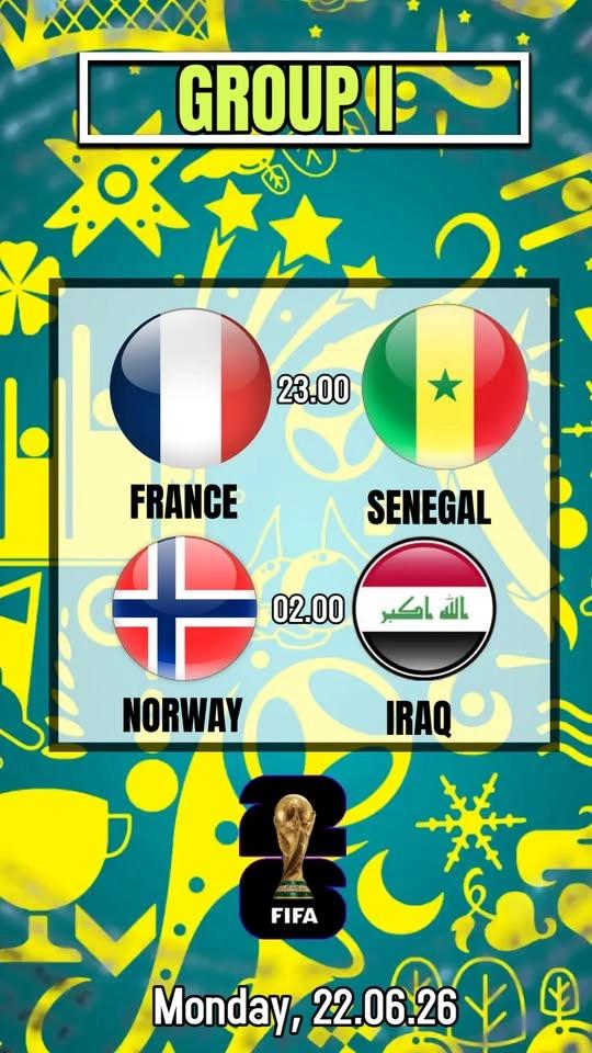 Norway vs France 02.00 & Senegal vs Irak 02.00