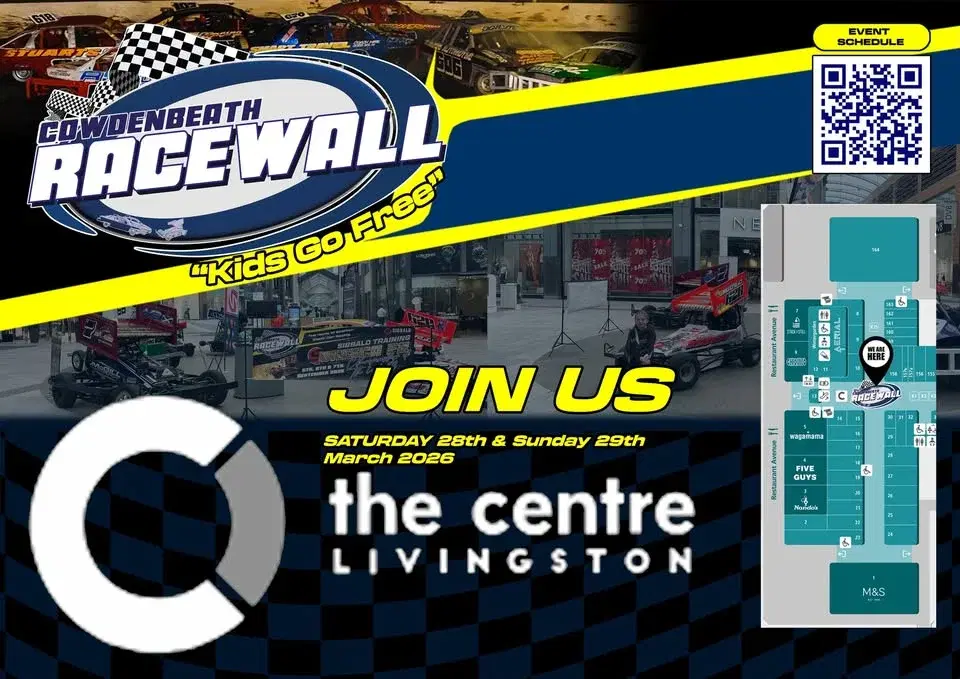 Cowdenbeath Racewall Pop-Up at The Centre, Livingston!